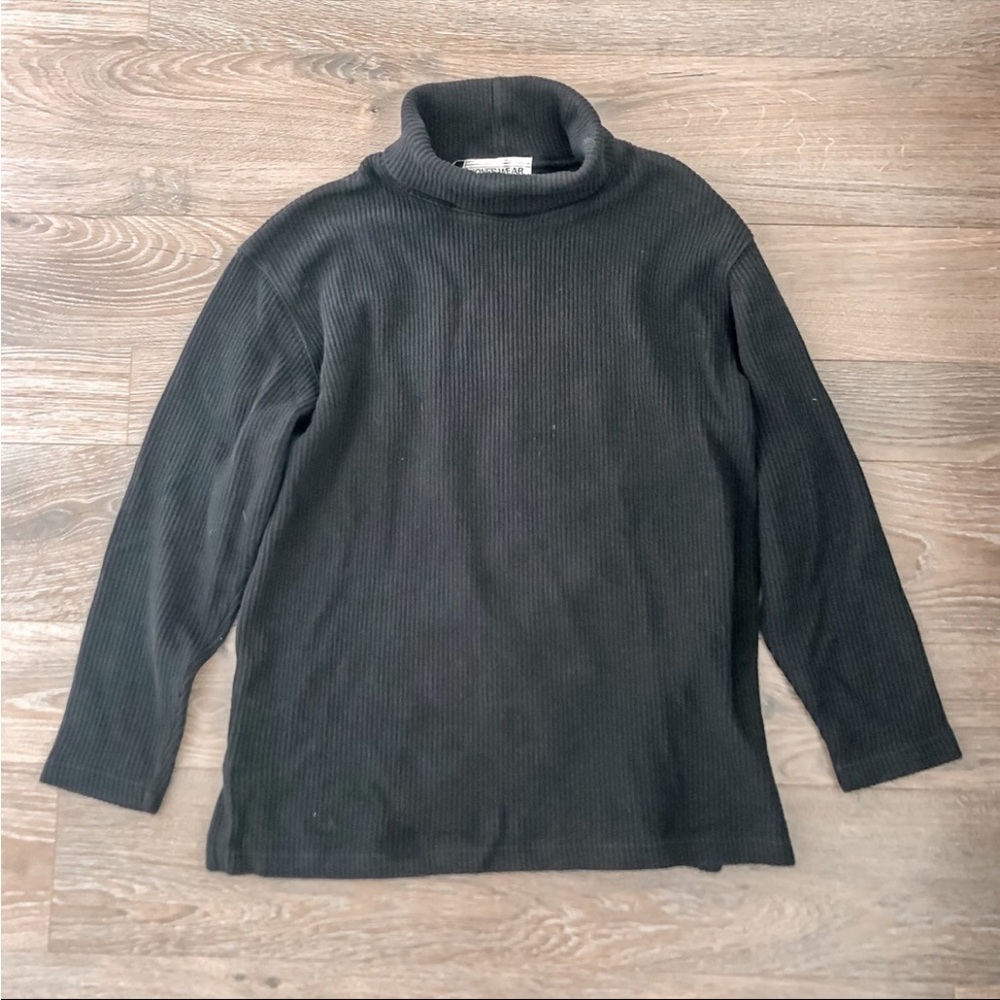 Jones Wear Classic Black Turtleneck Ribbed Knit Sweater, 90s Fashion,Minimalist